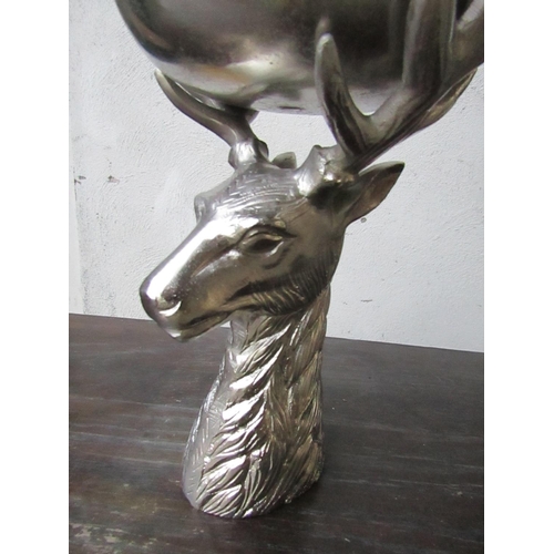 441 - Stag Motif Chrome Plated Ice Bucket Approximately 18 Inches High