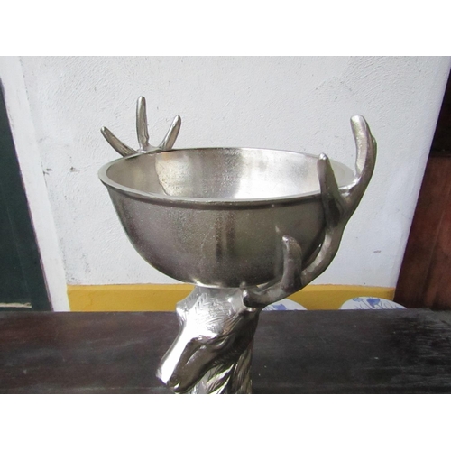 441 - Stag Motif Chrome Plated Ice Bucket Approximately 18 Inches High