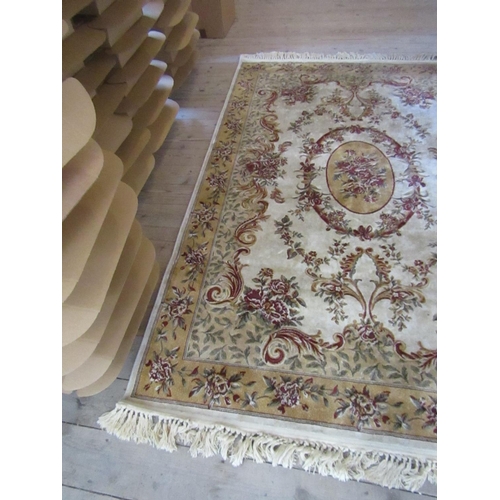 448 - Persian Rug with Centre Medallion Motif Ochre Ground Approximately 8ft Long x 5ft Wide