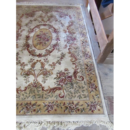 448 - Persian Rug with Centre Medallion Motif Ochre Ground Approximately 8ft Long x 5ft Wide