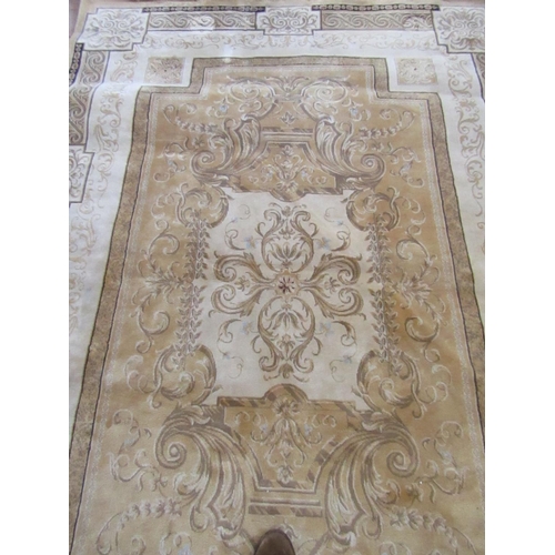 450 - Pale Ground Rug with Patterned Borders Central Medallion Motif Approximately 9ft Long x 5ft Wide