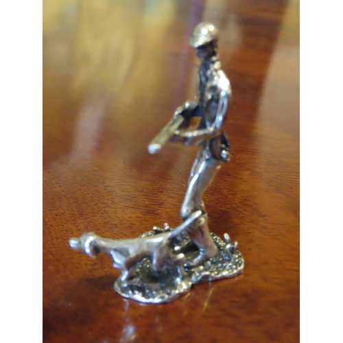 451 - Solid Silver Figure of Hunting Man with Dog