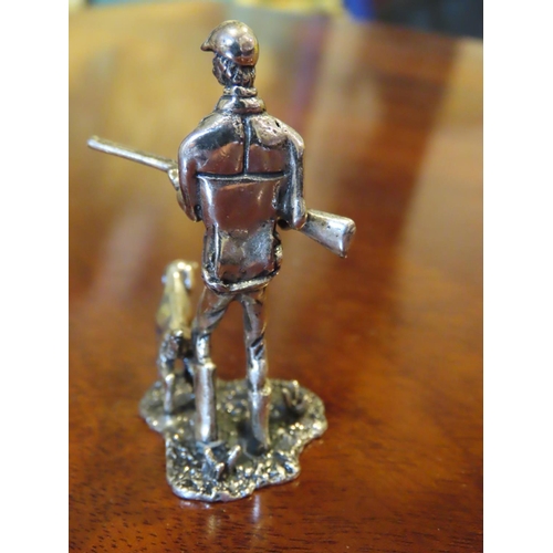 451 - Solid Silver Figure of Hunting Man with Dog