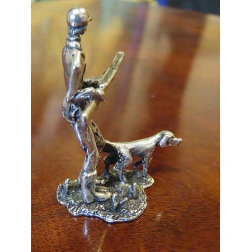 451 - Solid Silver Figure of Hunting Man with Dog