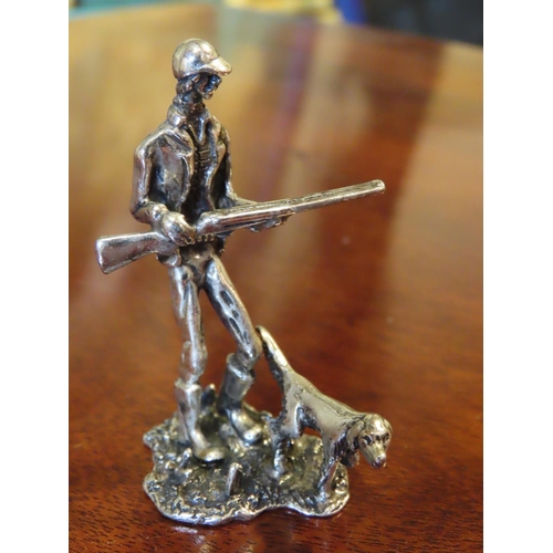 451 - Solid Silver Figure of Hunting Man with Dog