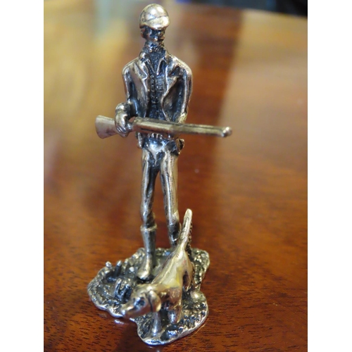 451 - Solid Silver Figure of Hunting Man with Dog