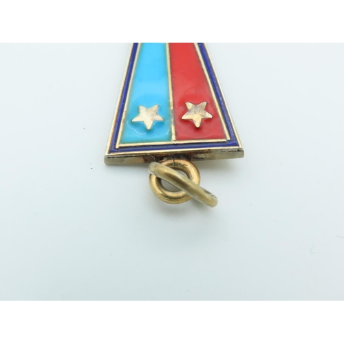 455 - Unusual Russian Red and Blue Enamel Decorated Triangular Form Pendant