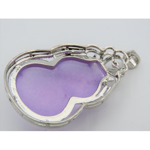 462 - Silver Mounted Lavender Jade Ladies Pendant