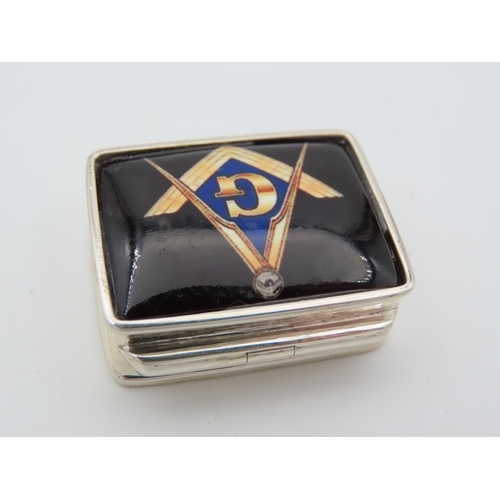 466 - Solid Silver Motif Decorated Snuff Box with Hinged Decorated Cover Hallmarked Approximately 2 Inches... 