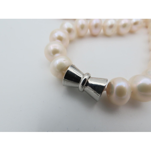 467 - String of Ladies Pearls Good Size with Barrel Clasp