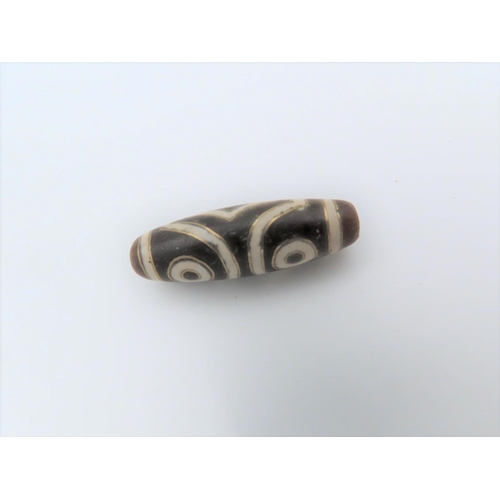 469 - Unusual Tibetan Gold Inlaid Agate Prayer Bead