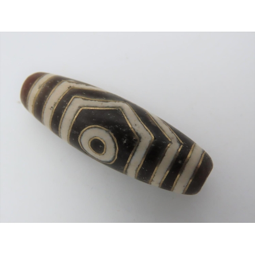 469 - Unusual Tibetan Gold Inlaid Agate Prayer Bead