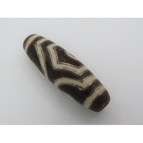 469 - Unusual Tibetan Gold Inlaid Agate Prayer Bead