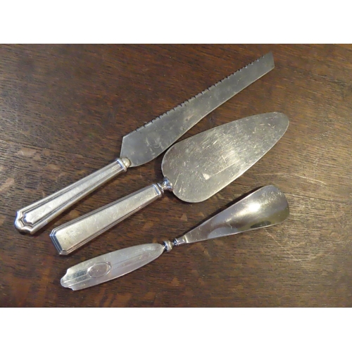 479 - Three Solid Silver Handled Servers Largest Approximately 9 Inches Long