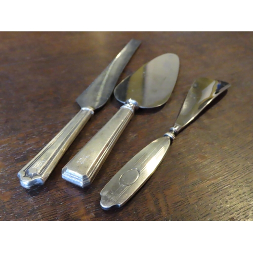 479 - Three Solid Silver Handled Servers Largest Approximately 9 Inches Long