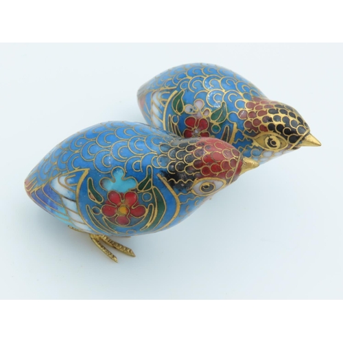 482 - Pair of Neat Size Cloisonne Bird Figures Attractively Detailed