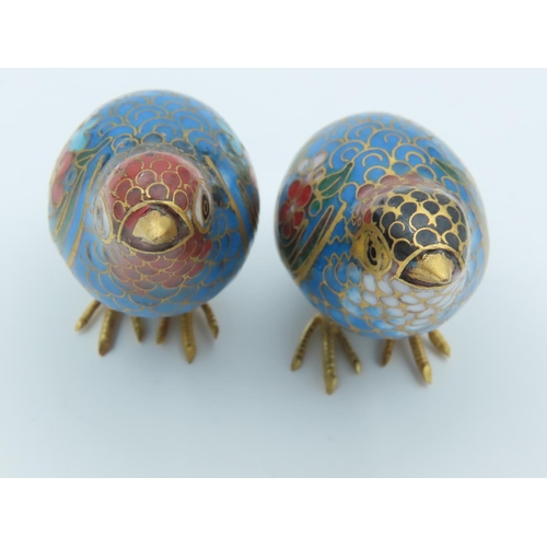 482 - Pair of Neat Size Cloisonne Bird Figures Attractively Detailed