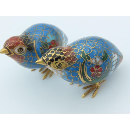 482 - Pair of Neat Size Cloisonne Bird Figures Attractively Detailed