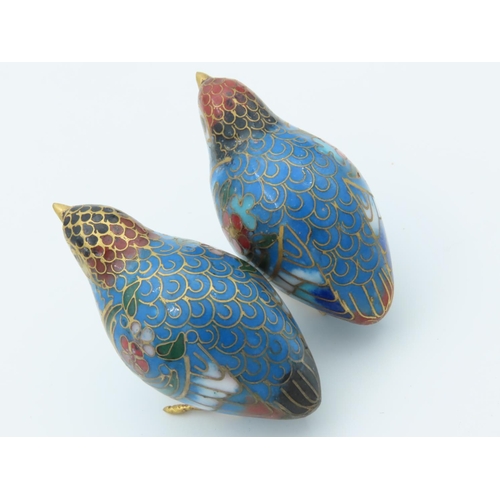 482 - Pair of Neat Size Cloisonne Bird Figures Attractively Detailed