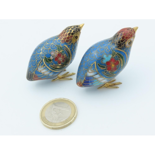 482 - Pair of Neat Size Cloisonne Bird Figures Attractively Detailed