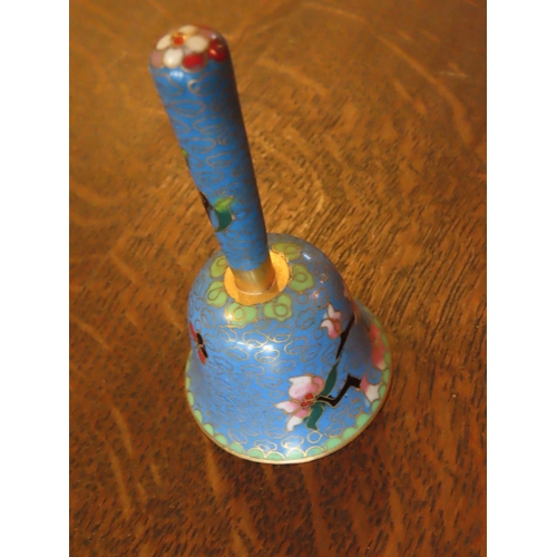 484 - Cloisonne Decorated Table Bell with Oval Cloisonne Decorated Egg Tallest Approximately 5 Inches High