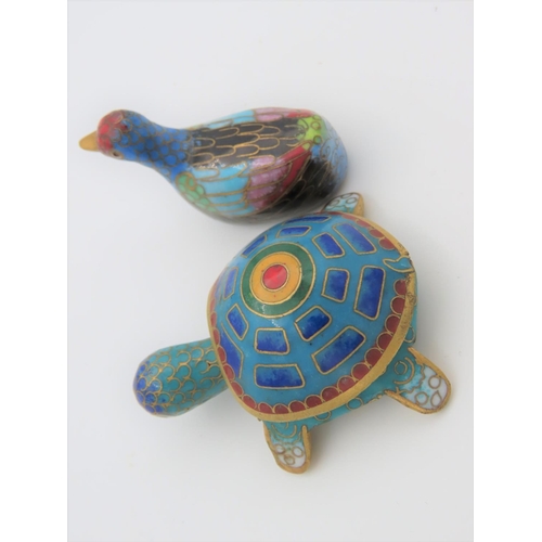 485 - Cloisonne Duck and Turtle