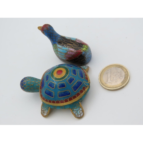 485 - Cloisonne Duck and Turtle