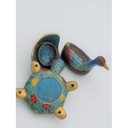 485 - Cloisonne Duck and Turtle