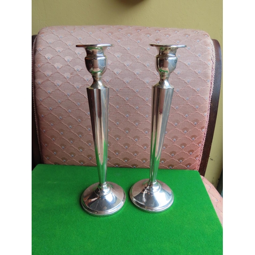 486 - Pair of Tall Solid Silver Candle Sticks Each Approximately 10 Inches High