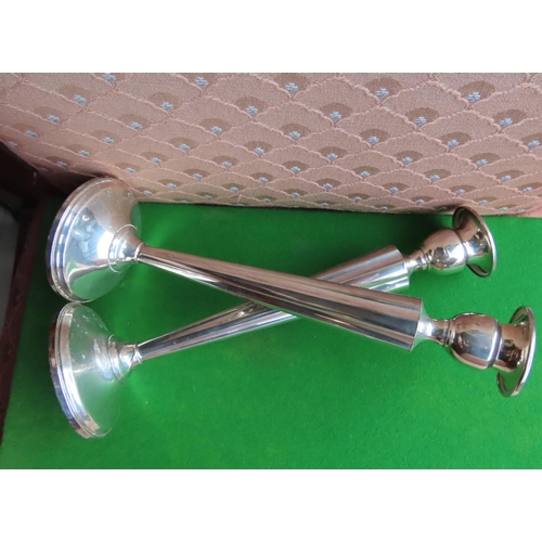 486 - Pair of Tall Solid Silver Candle Sticks Each Approximately 10 Inches High