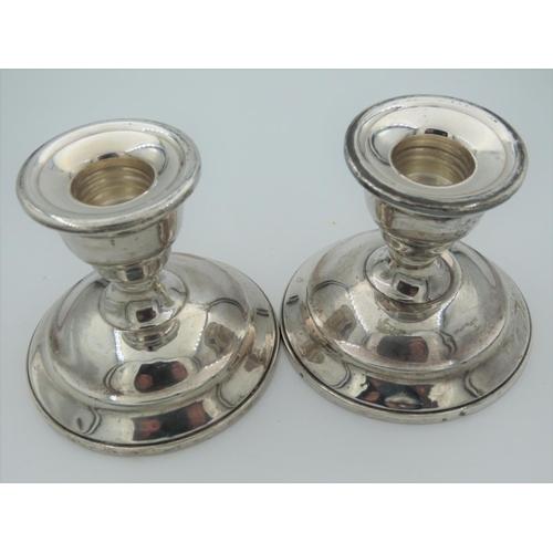 489 - Pair of Turned Form Solid Silver Candle Sticks