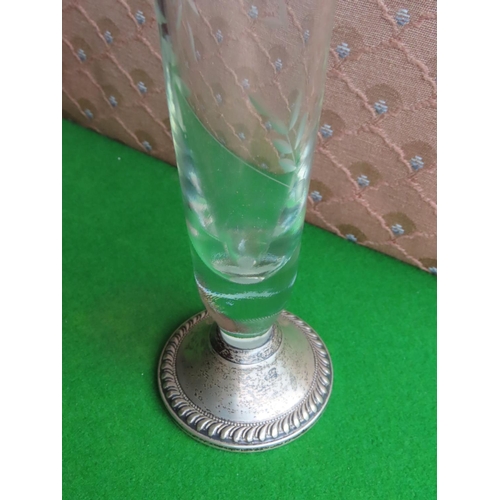 490 - Solid Silver Mounted Crystal Tapering Form Vase Approximately 8 Inches High