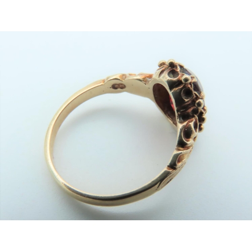 495 - Ladies Garnet Centre Stone Ring Mounted on 9 Carat Yellow Gold Band Size M