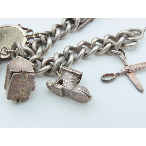 499 - Solid Silver Ladies Charm Bracelet with Safety Clasp