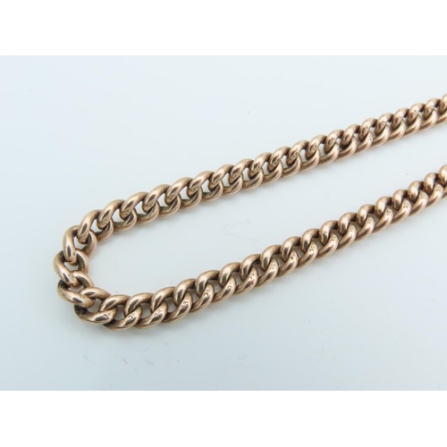 507 - Curb Link 9 Carat Yellow Gold Watch Chain with T-Bar