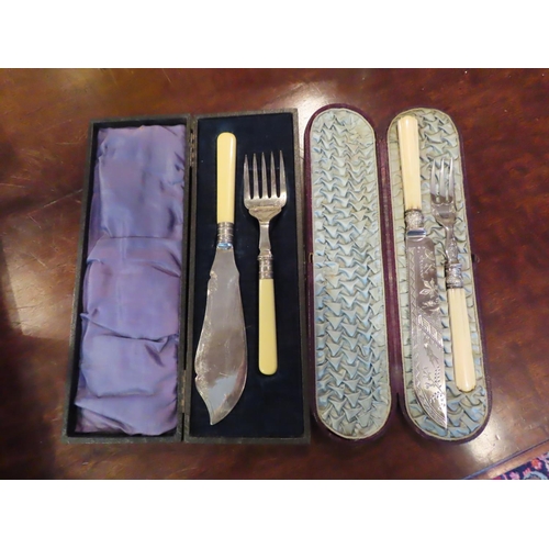 513 - Pair of Silver Mounted Presentation Knives and Forks Contained within Original Cases