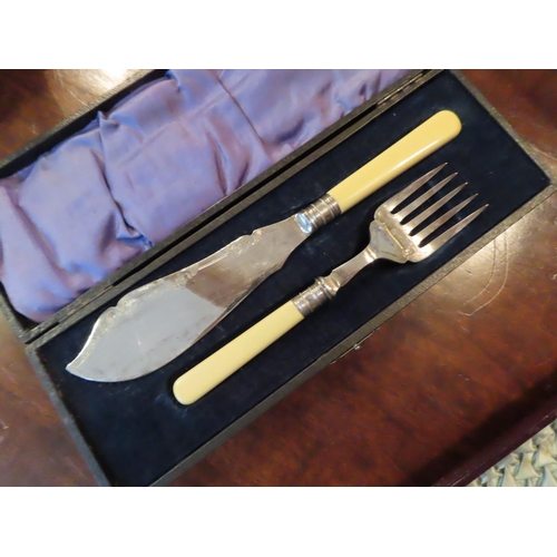 513 - Pair of Silver Mounted Presentation Knives and Forks Contained within Original Cases