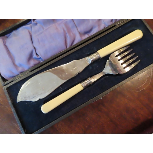 513 - Pair of Silver Mounted Presentation Knives and Forks Contained within Original Cases