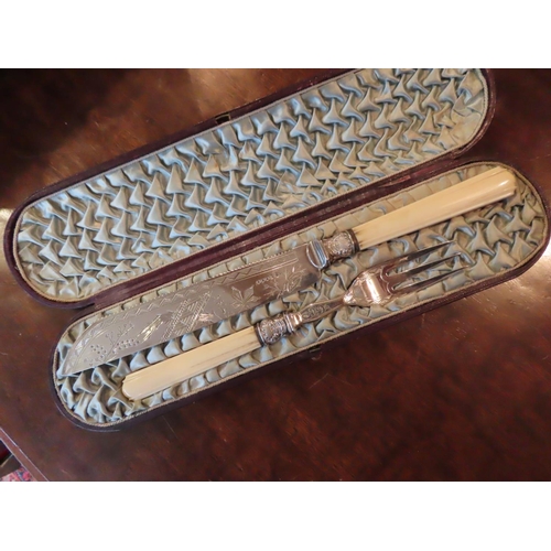 513 - Pair of Silver Mounted Presentation Knives and Forks Contained within Original Cases