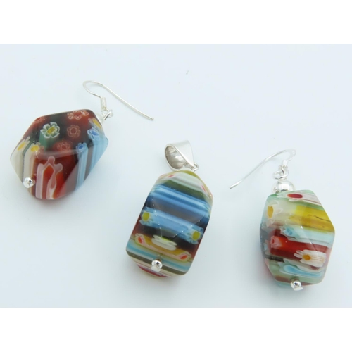 516 - Pair of Murano Glass Earrings with Necklace Pendant Three in Lot