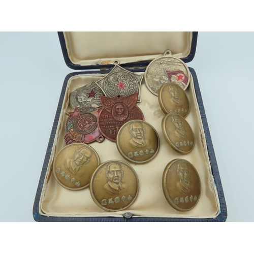 517 - Six Oriental Tunic Buttons and Five Chinese Medals