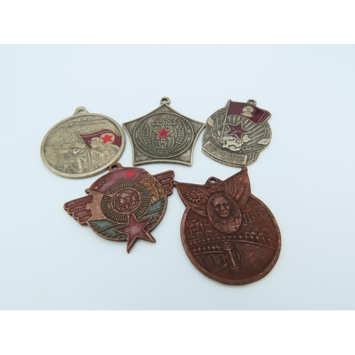 517 - Six Oriental Tunic Buttons and Five Chinese Medals