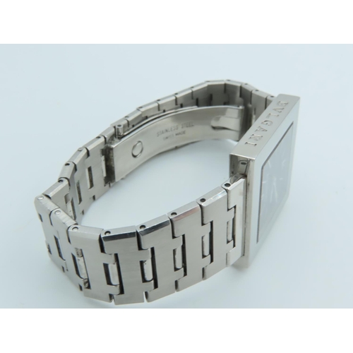 523 - Bulgari Gentleman's Wristwatch Geometric Form Working Order Articulated Bracelet