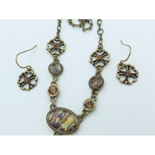 526 - Vintage Ladies Earrings with Pendant Necklace and Pair Amber Set Solid Silver Mounted Ladies Earring... 