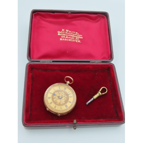 527 - 9 Carat Gold Watch with Key Roman Numeral Decorated Dial Finely Chased and Detailed