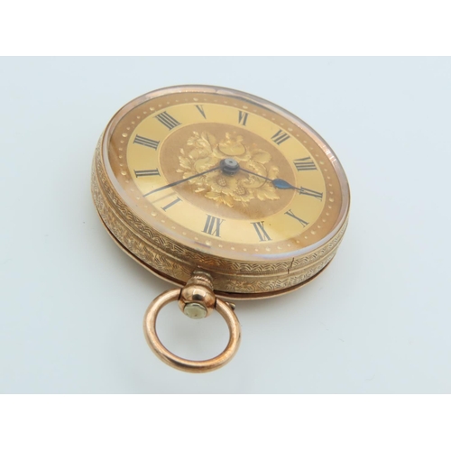 527 - 9 Carat Gold Watch with Key Roman Numeral Decorated Dial Finely Chased and Detailed