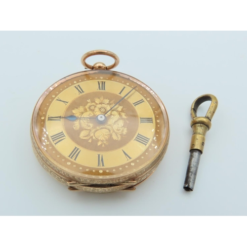 527 - 9 Carat Gold Watch with Key Roman Numeral Decorated Dial Finely Chased and Detailed