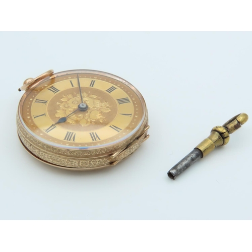 527 - 9 Carat Gold Watch with Key Roman Numeral Decorated Dial Finely Chased and Detailed