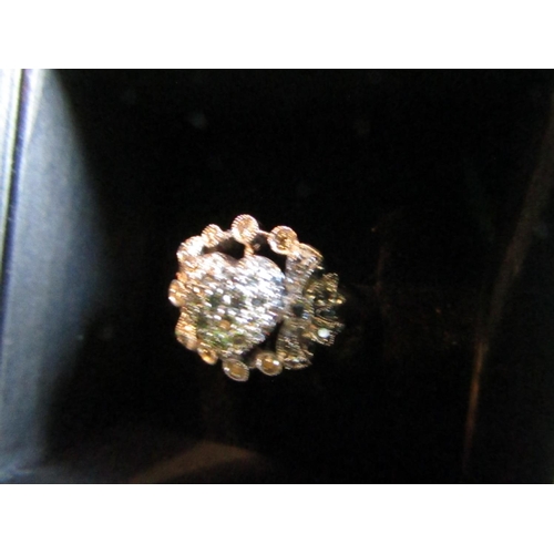 53 - Ladies Cluster Ring Mounted on 14 Carat White Gold with Heart Motif Centre Cluster Motif Attractive ... 
