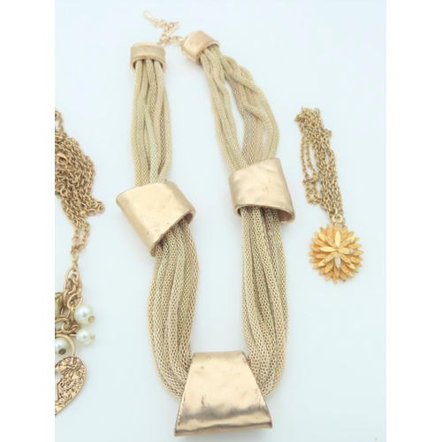 533 - Vintage Ladies Gilt Metal Rope Necklace and Two Others